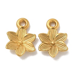 Настоящее золото 18K Ионное покрытие (ip) 304 подвески из нержавеющей стали, цветочный шарм, реальный 18 k позолоченный, 17.5x12x3 мм, отверстие : 2 мм