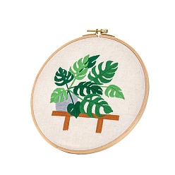 Other Plants Plants Pattern Embroidery Kits, Including Embroidery Cloth & Thread, Needle, Instruction Sheet, 275x275mm