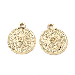Oro 304 ajustes de diamantes de imitación colgantes de acero inoxidable, Charms planos, redondos y de flores, larga duración plateado, dorado, 19.5x16.5x2 mm, agujero: 2 mm, aptos para 0.8 mm de diamante de imitación