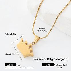 Crown 304 Stainless Steel Pendant Necklaces, Golden, Crown, 15.75 inch(40cm)