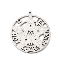 Нержавеющая Сталь Цвет 304 подвески из нержавеющей стали, амулет в виде тетраграмматона и пентаграммы, цвет нержавеющей стали, 32x29.5x2 мм, отверстие : 1.5 мм