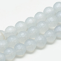 Clear Electroplate Glass Beads Strands, Frosted Style, Faceted(96 Facets) Round, Clear, 10x9mm, Hole: 1.5mm, about 70pcs/strand, 25.2 inch