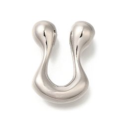 Letter U Стойки обшивки латунные бусины, письмо-шар, для изготовления именных ожерелий, долговечный, без свинца и без кадмия, платина, Буква U, 23.5x18x7.5 мм, отверстие : 2 мм