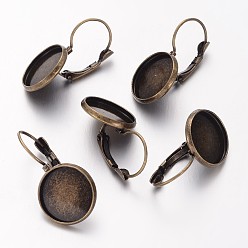Antique Bronze Brass Leverback Earring Findings, Lead Free and Cadmium Free and Nickel Free, Antique Bronze, 25~27x16mm, Tray: 14mm