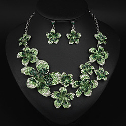 Перидот Ожерелья с подвесками из цветочного сплава и серьги-гвоздики, перидот, 430 мм