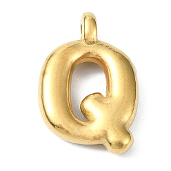 Letter Q Ионное покрытие (ip) 304 подвески из нержавеющей стали, буквенное очарование, реальный 18 k позолоченный, Буква Q, 19.5x13x4 мм, отверстие : 1.6 мм