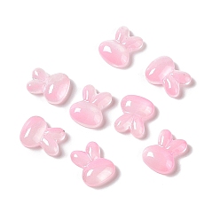 Pink Electroplated Glass Cabochons, Rabbit, Pink, 10x8x3mm