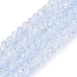 Светло-Синий Хрустящие прозрачные стеклянные бусины нити, рондель, голубой, 8~8.5x3.5~5 мм, отверстие : 1~1.4 мм, около 76~86 шт / нитка, 15.16~15.55 дюйм (38.5~39.5 см)