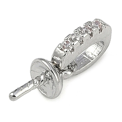 Платина Латунная микропаве из прозрачного кубического циркония, за половину пробурено бисера, платина, 11 мм, отверстие : 3.5x1.8 мм, штифты : 0.9 мм