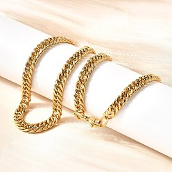 Настоящее золото 22K 5.5мм 304 ожерелья из кубинской цепи из нержавеющей стали для мужчин, вакуумное покрытие pvd, реальный 22 k позолоченный, 20.08 дюйм (51 см), ссылка: 8x5.5x2.5 mm