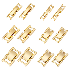 Real 24K Gold Plated 6 Style Brass Watch Band Clasps, Cadmium Free & Lead Free, Rectangle, Real 24K Gold Plated, 10~17.5x3.5~8.5x4~5mm