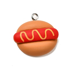 Сэнди Коричневый Непрозрачные подвески смолы, горячий dpg, с железной платиной петлей, песчаный коричневый, 21x21.5x8 мм, отверстие : 1.8 мм