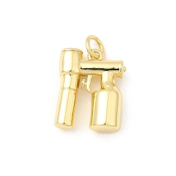Настоящее золото 18K Латунные подвески, пистолет, долговечный, без свинца и без кадмия, стойки покрытие, с целью перехода в кольце, реальный 18 k позолоченный, 15.5x13x3.5 мм, отверстие : 3.5 мм