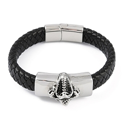 Змея Плетеные браслеты из микрофибры, с 304 из нержавеющей стали магнитные застежки, змея, 8-1/2 дюйм (21.5 см)