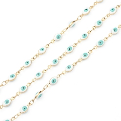 Белый 304 цепи из нержавеющей стали ссылка, с эмалью и катушкой, несварные, белые, Коннекторы : 11x4x3 мм, 32.8 футов (10 м) / рулон