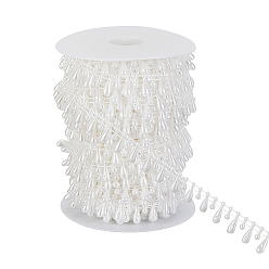 Белый Пластиковая цепочка-подвеска-капля, Изготовление цепочек на талию для украшения кукольного платья, с катушкой, белые, 15x4.5 мм, около 49.21 футов (15 м) / рулон
