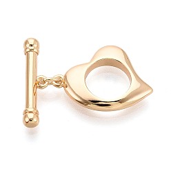 Настоящее золото 18K Латуни Переключить застежками, сердце, реальный 18 k позолоченный, 14x15x3 мм, отверстие : 0.7 мм