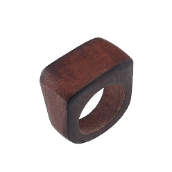 Coconut Brown Wood Finger Rings, Rectangle, Coconut Brown, 18mm