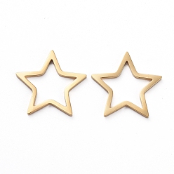 Золотой Вакуумное покрытие pvd 304 соединительные кольца из нержавеющей стали для изготовления ювелирных изделий, ручная полировка, звезда, золотые, 15.5x16x1 мм, внутренний диаметр: 9x10 мм