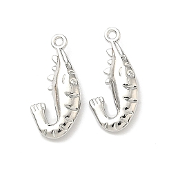 Платина Подвески из океанического сплава, креветки прелести, стойки покрытие, без кадмия, без никеля и без свинца, платина, 20x9.5x3 мм, отверстие : 1.2 мм