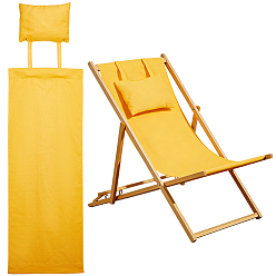 Yellow Chair Canvas & Oxford Cloth, with Pillow, Beach Chair Cloth Replacement Supplies, Yellow, 1460x432x1.5~32mm