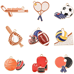 (52) Непрозрачная лаванда 18 шт 9 стили подвески из цинкового сплава с эмалью, разнообразные, золотые, разноцветные, 20~30x22.5~39x1~2.5 мм, отверстие : 1.8~2 мм, 2 шт / стиль