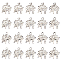 Нержавеющая Сталь Цвет 20 шт. 304 подвески из нержавеющей стали, 3d слон, цвет нержавеющей стали, 13x12x3 мм, отверстие : 1 мм