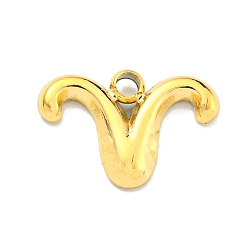 Овен Настоящее 18k позолоченное вакуумное покрытие pvd 304 подвески из нержавеющей стали, обереги двенадцати созвездий, Овен, 6.8x10x1.8 мм, отверстие : 1.2 мм