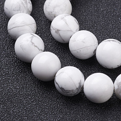 Howlite Gemstone Beads Strands, Natural Howlite Round Beads, White, 4mm, Hole: 0.8mm, about 85~86pcs/strand, 15~16 inch