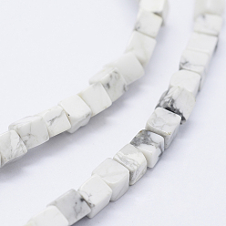 Howlite Natural Howlite Beads Strands, Cube, 4~4.5x4~4.5mm, Hole: 1mm, about 88pcs/strand, 15.9 inch