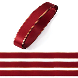 Cerise 5 Ruban de satin en polyester bordé d'or, cerise, 7/8 pouces (21 mm)