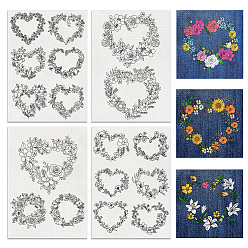 Сердце 4 листы 11.6x8.2 рисунки для вышивания дюймовыми палочками и стежками, водорастворимые стабилизаторы для вышивания нетканых материалов, сердце, 297x210 ттт