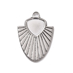 Stainless Steel Color Non-Tarnish 304 Stainless Steel Pendant Cabochon Settings, Fan, Stainless Steel Color, Tray: 10x10mm, 30x20x1.5mm, Hole: 3x2.5mm