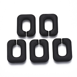 Black Spray Painted CCB Plastic Linking Rings, Quick Link Connectors, For Jewelry Cross Chains Making, Rectangle, Black, 36x28x8mm, Inner Diameter: 12x19mm