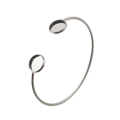 Нержавеющая Сталь Цвет 304 заготовки для браслетов-манжет из нержавеющей стали с плоскими круглыми поддонами, не тускнеет, цвет нержавеющей стали, лоток : 12 мм, 0.2~1.4 см, внутренний диаметр: 2-1/4 дюйм (5.6 см) ~ 2-1/2 дюйм (6.45 см)