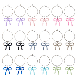 (52) Непрозрачная лаванда 18 шт. 9 стили бант сплав винный бокал подвески, с 316 шармами из хирургической нержавеющей стали, разноцветные, 47.8 мм, 2 шт / стиль