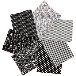 Schwarz Bedruckter Blumenbaumwollstoff, für Patchwork, Taschentuch an Patchwork nähen, Quilten, Schwarz, 50x50 cm, 7 Blätter / Satz