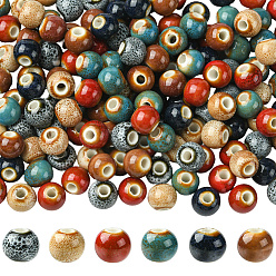 (52) Непрозрачная лаванда 180шт 6 цвета фарфоровые бусины ручной работы, круглые, фантазии античного стекла фарфора, разноцветные, 9x7.5 мм, отверстие : 2.5 мм, 30 шт / цвет