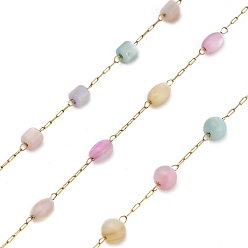 Настоящее золото 18K Ручная работа 304 круглые звенья из окрашенных бусин-ракушек из нержавеющей стали, долговечный, пайки, с катушкой, ионное покрытие (ip), реальный 18 k позолоченный, 4 мм