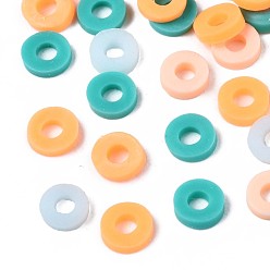 Couleur Mélangete Perles en fimo faits à la main, perles heishi, disque / plat rond, couleur mixte, 4x0.5~1.5mm, Trou: 1.5mm, environ66600 pcs / 1000 g