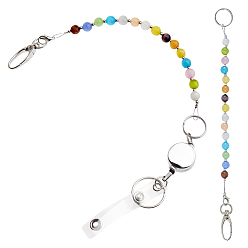 Color mezclado 2 Llavero con cuentas de ojo de gato, Con carretes de insignia con cuentas de aleación y plástico ABS y cierres giratorios de hierro, color mezclado, 234 mm