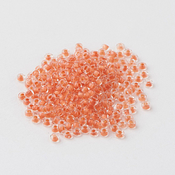 Light Salmon 11/0 Grade A Round Glass Seed Beads, Transparent Inside Colours, Light Salmon, 2.3x1.5mm, Hole: 1mm, about 48500pcs/pound