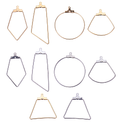 Golden & Stainless Steel Color 304 Stainless Steel Pendants, Hoop Earring Findings, Mixed Shapes, Golden & Stainless Steel Color, 7.4x7.2x1.7cm, 40pcs/box