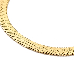 Real 18K Gold Plated Ion Plating(IP) 304 Stainless Steel Herringbone Chain Necklace for Men Women, Real 18K Gold Plated, Wide: 4mm, 15.91 inch(40.4cm)