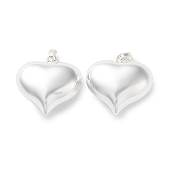 Серебро Стойки обшивки латунные подвески, долговечный, без свинца и без кадмия, сердце, серебряные, 20x20x9 мм, отверстие : 5.2x3 мм