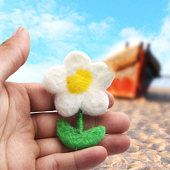 Белый Кабошоны из шерстяного войлока, цветок, белые, 75 мм