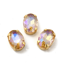 Светлый Колорадский Топаз Овал с эффектом лунного света, пришитый стразами, многожильных ссылки, с золотыми тонами латунных зубьев, аксессуары для одежды, lt.col.topaz, 14x10x7 мм, отверстие : 1 мм