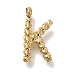 Letter K Вакуумное покрытие pvd 304 подвески из нержавеющей стали, реальный 18 k позолоченный, буквенное очарование, Письмо K, 14.5x7.5x3 мм, отверстие : 1.8 мм