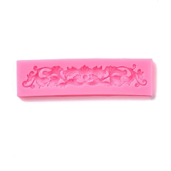 Hot Pink Retro Embossed Vine Fondant Molds, Cake Border Decoration Food Grade Silicone Molds, for Chocolate, Candy, UV Resin & Epoxy Resin Craft Making, Hot Pink, 136x37.5x8mm, Inner Diameter: 125x19mm