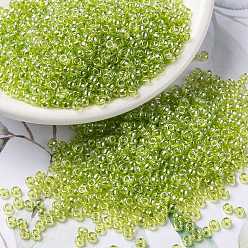 (RR172) Transparent Chartreuse Luster MIYUKI Round Rocailles Beads, Japanese Seed Beads, (RR172) Transparent Chartreuse Luster, 8/0, 3mm, Hole: 1mm, about 422~455pcs/bottle, 10g/bottle